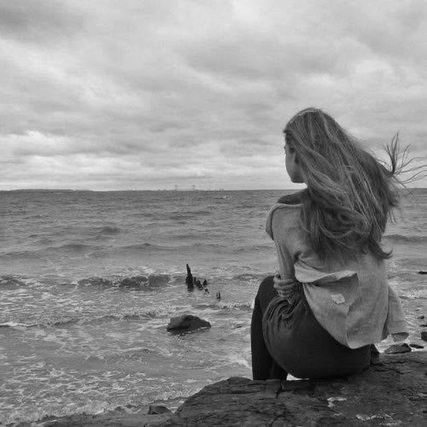 Осень море девушка