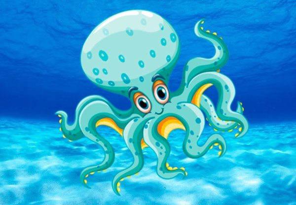 Морские обитатели для детей осьминог