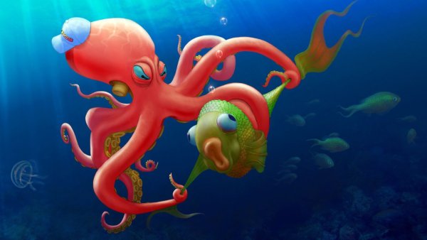Подводный мир осьминог