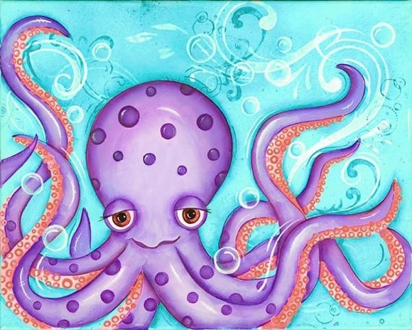 Осьминог гуашью