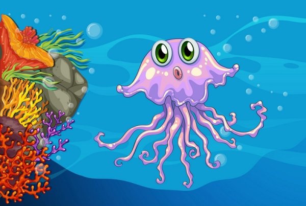 Подводный мир для детей медуза