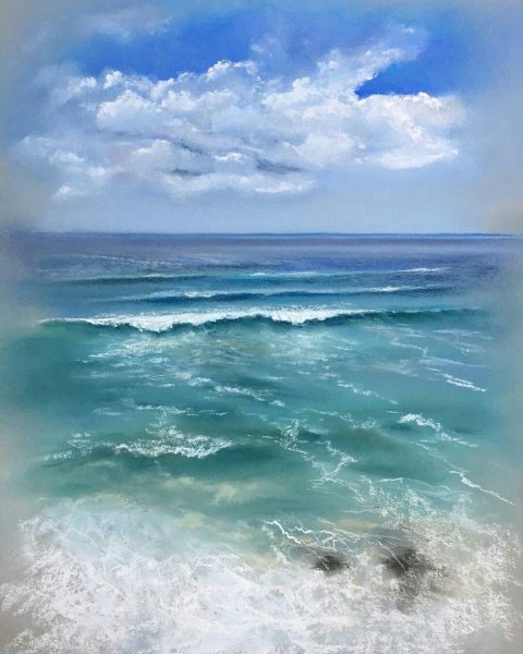 Море масляной пастелью