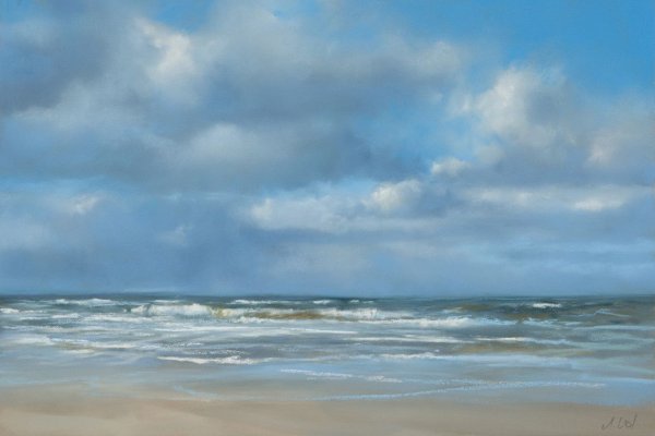 Море цветными карандашами