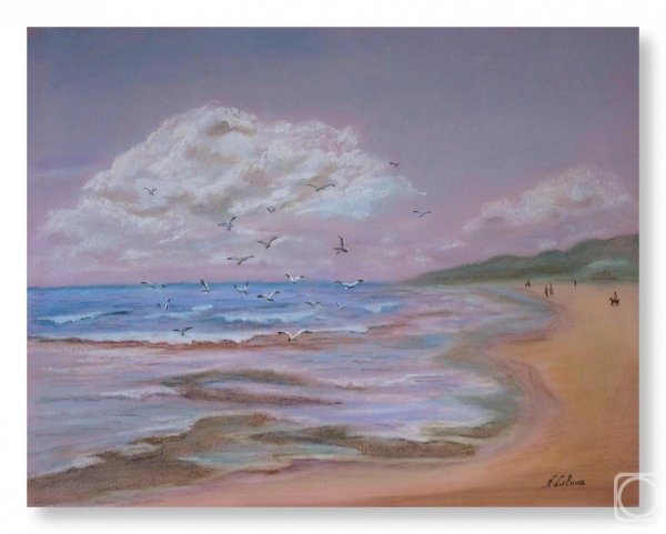 Морской пейзаж пастелью