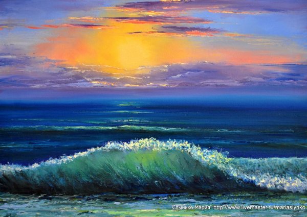 Морской пейзаж в пастельных тонах