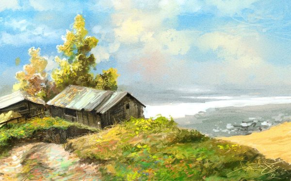 Пейзаж с постройками