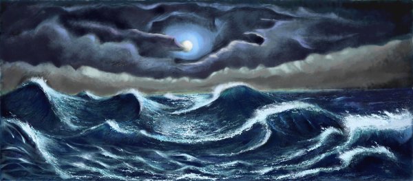 Корабль на волнах в шторм