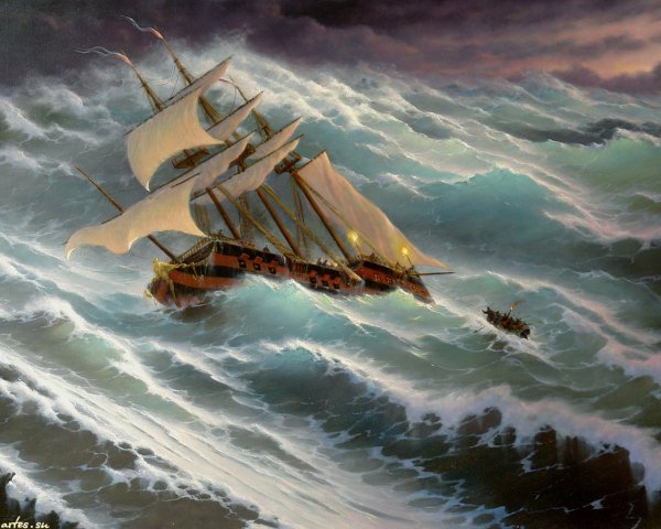 Айвазовский Маяк шторм