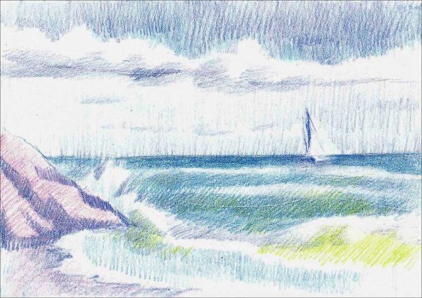 Штриховка цветными карандашами