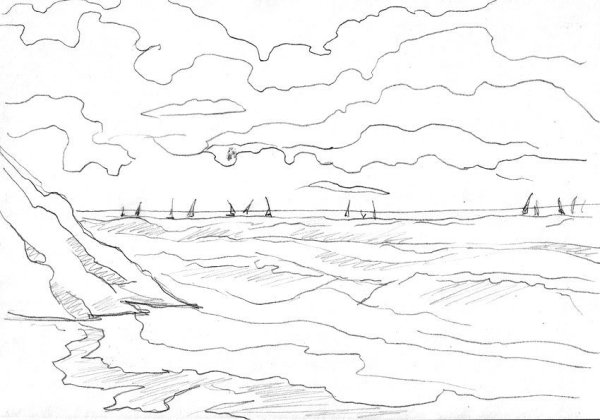 Морской пейзаж раскраска