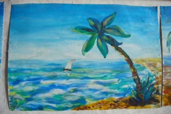 Рисование пластилином море