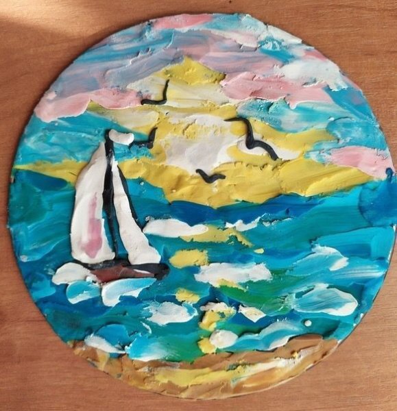 Рисование пластилином море