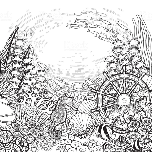 Раскраска антистресс подводный мир