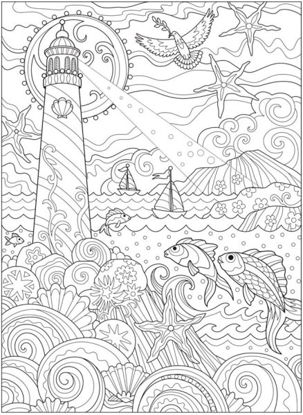 В море. Раскраска