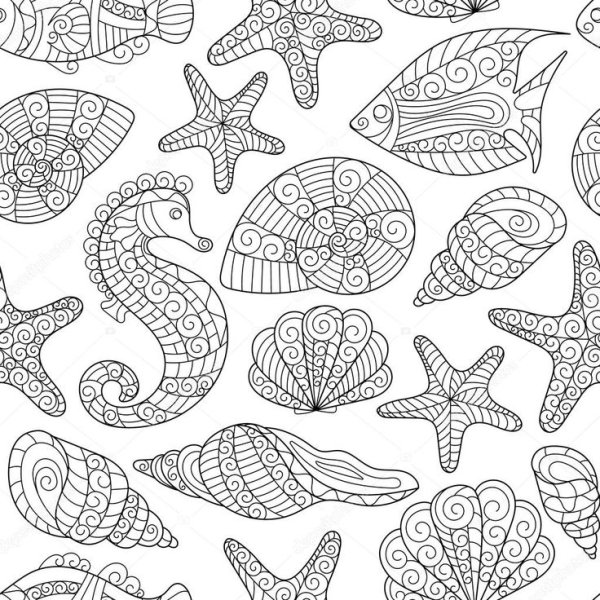 Раскраски антистресс морские