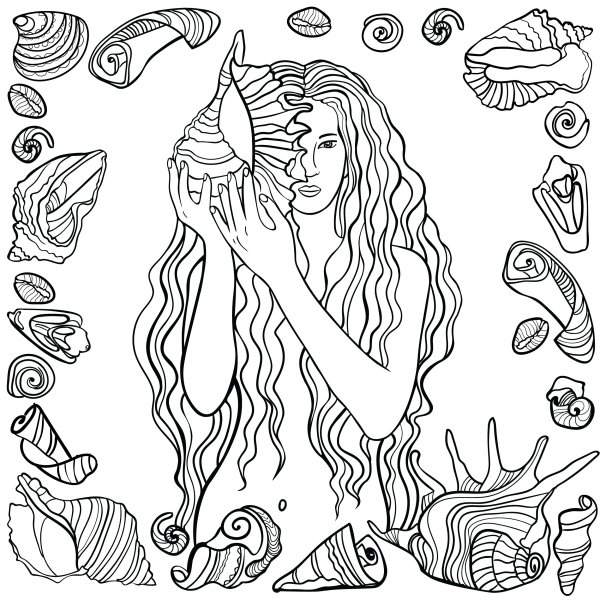 В море. Раскраска