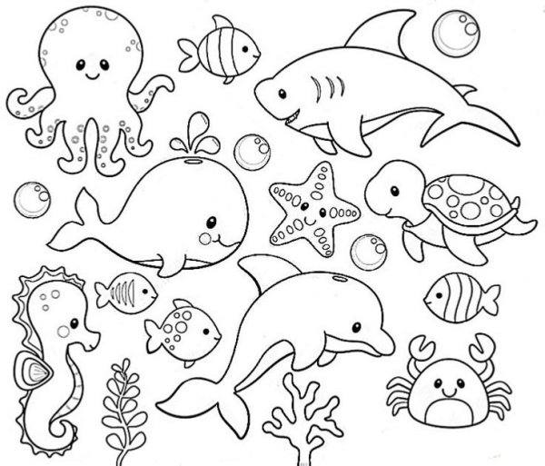 Трафареты морских животных