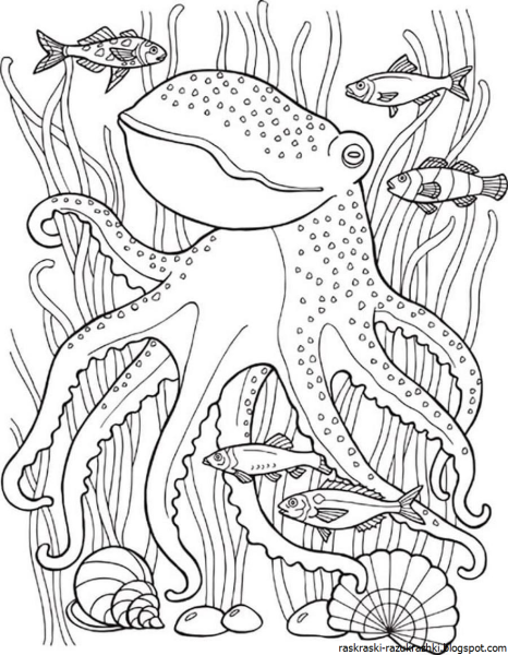 Подводный мир раскраска для детей