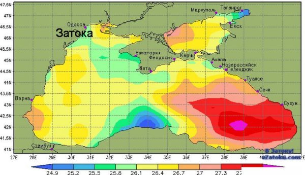 Температурная карта черного моря сейчас