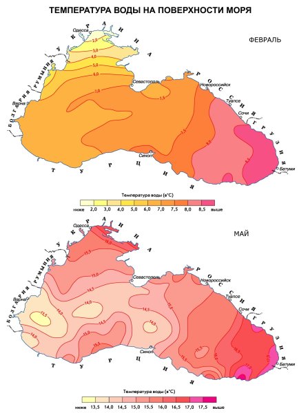 Карта температуры воды в черном море