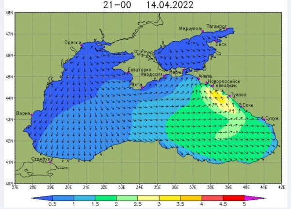 Карта ветрового волнения черного моря ЕСИМО