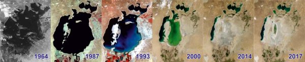 Аральское море до и после 2020