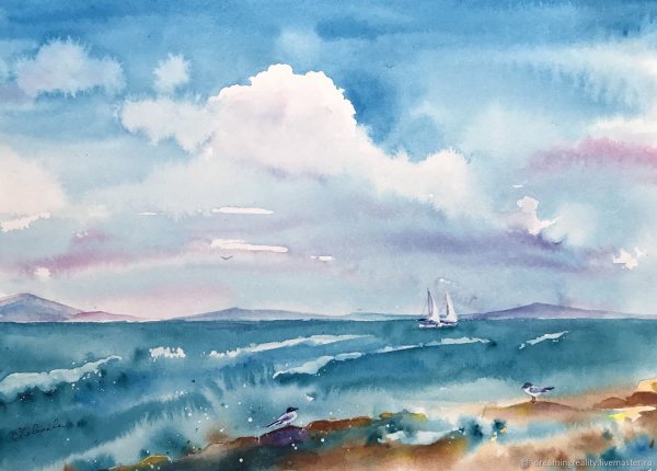 Рисуем море акварелью