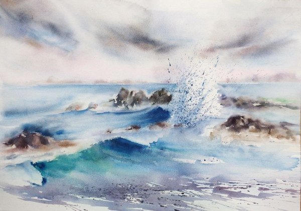 Рисование по сырому море