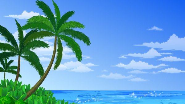 Рисунок пляжа и моря