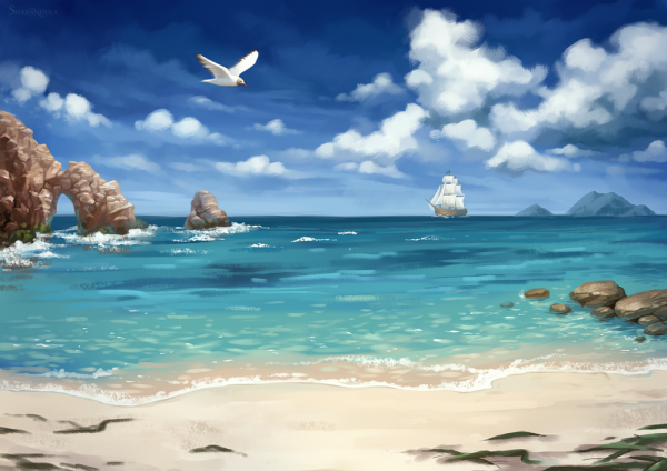 Фон пляж мультяшный