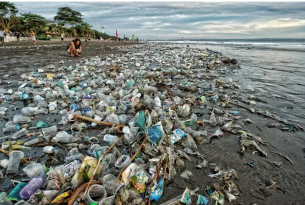 Мусор на берегу черного моря