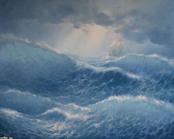 Атлантический океан шторм волны