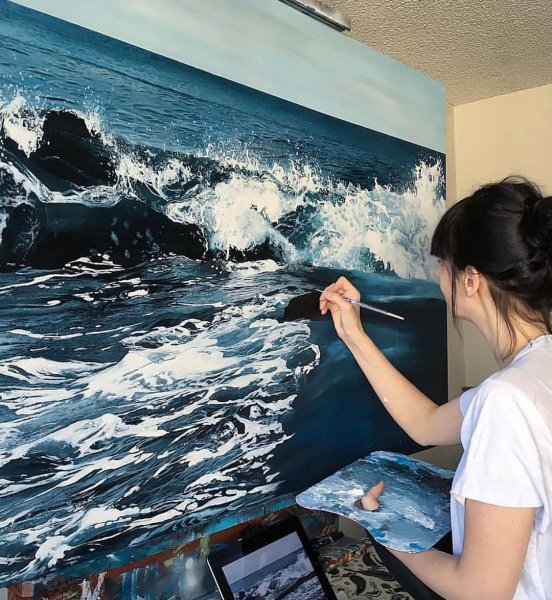 Морской пейзаж пастелью