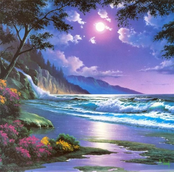 Морской пейзаж акрилом