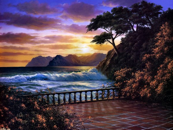 Морской пейзаж акрилом