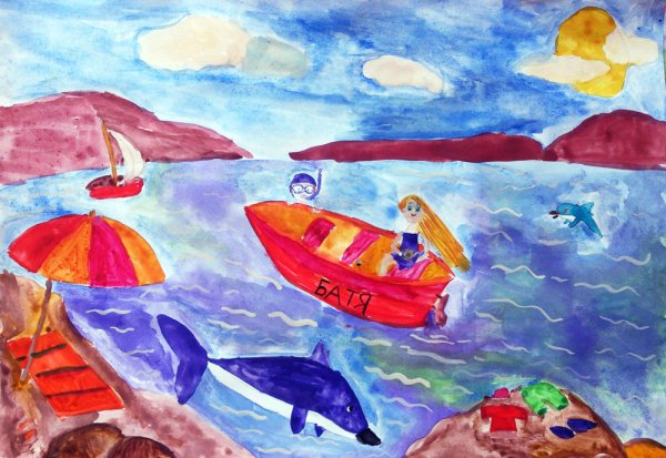 Детский рисунок море