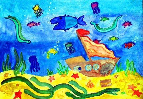 Рисование подводное царство