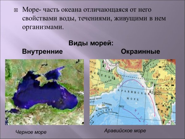 Отличие моря от океана