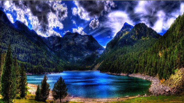 Горы лес море