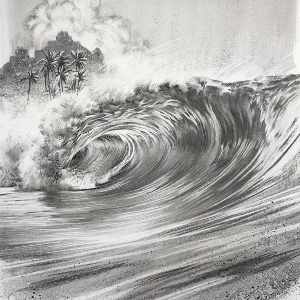 Морской пейзаж в графике