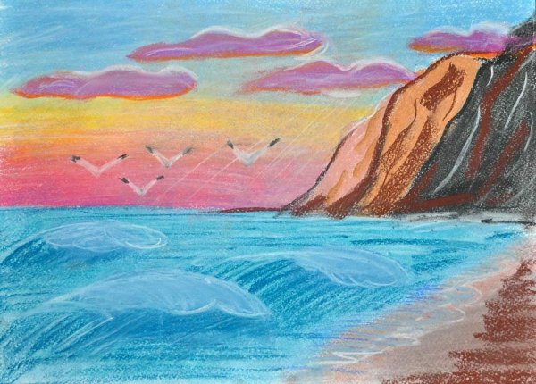 Пейзаж пастелью для детей