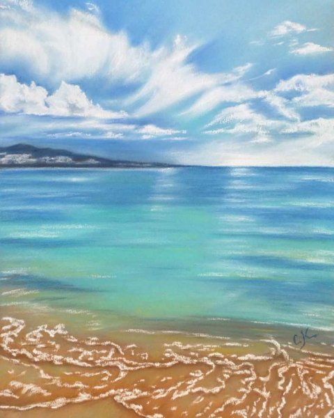 Морской пейзаж пастелью