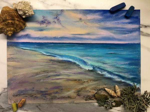 Рисование пастелью море
