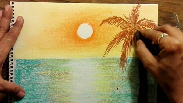 Морской пейзаж пастелью