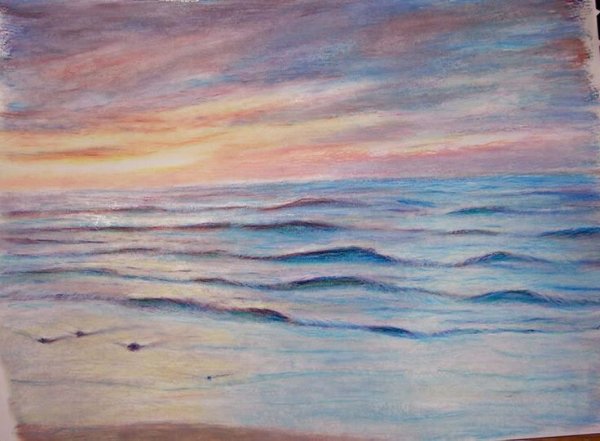 Морской пейзаж пастелью