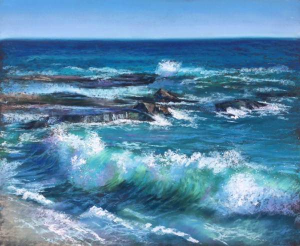 Море рисунок мелками