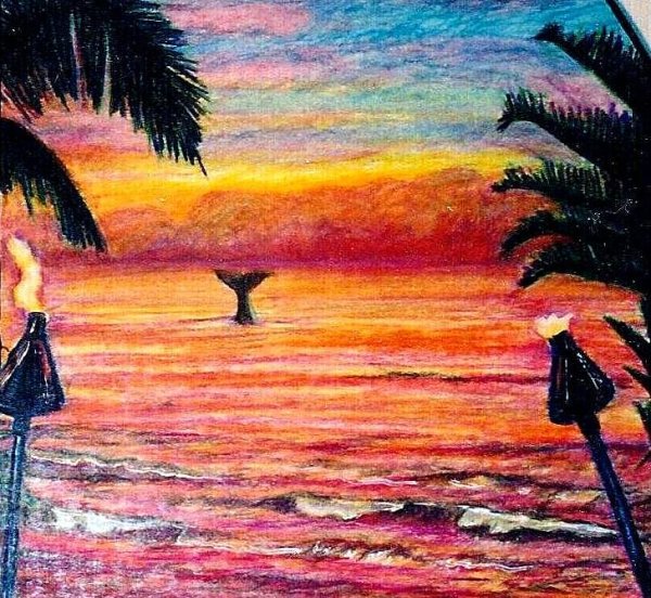 Закат красками для детей