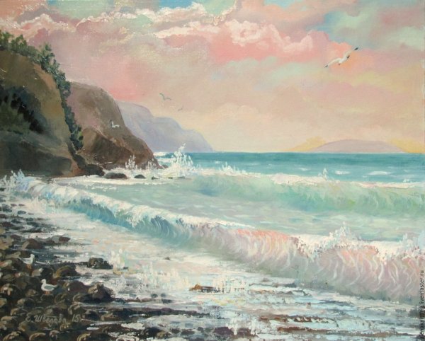 Дом на берегу нарисованный