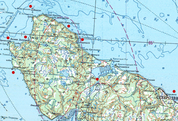 Карта белого моря Онежского полуострова