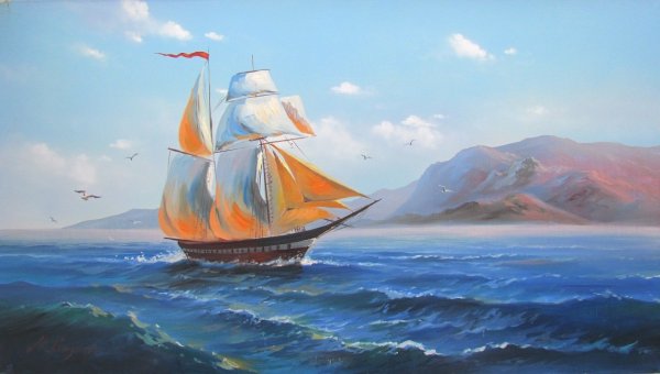 Корабль в море для детей